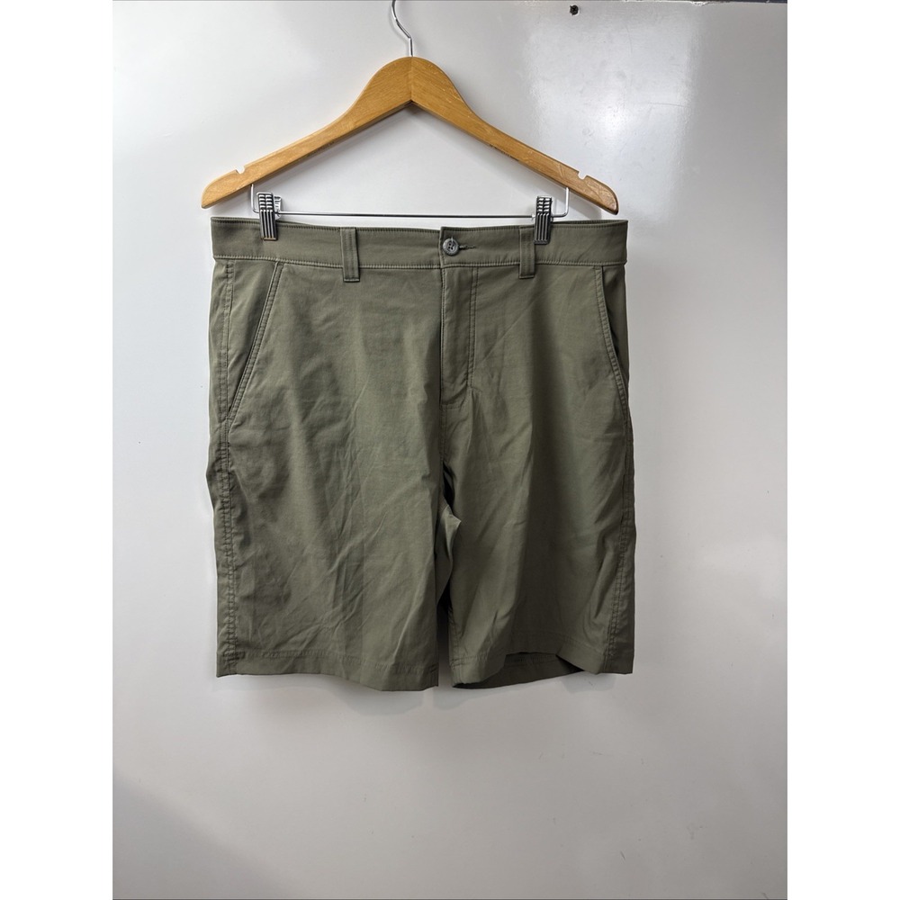 Eddie Bauer Shorts Mens 34 Olive Green Travex Str Nylon Spandex Hiking Quick Dry